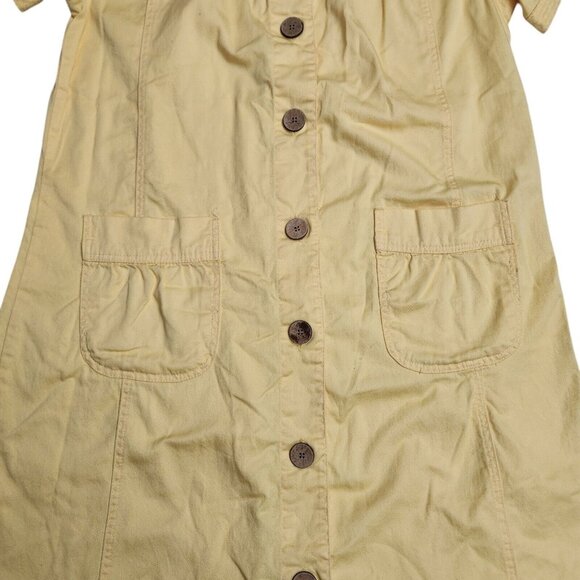 Vintage Koret Women’s Yellow Denim Dress With Pockets 100% Cotton Button Up Sz L - Picture 8 of 11